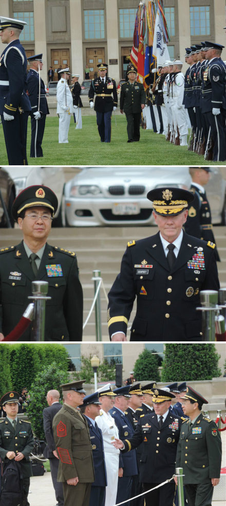 [视频]五角大楼顶级全套军礼欢迎解放军总长（图）
