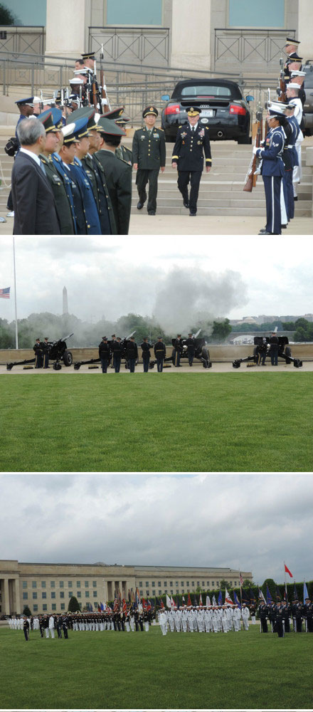 [视频]五角大楼顶级全套军礼欢迎解放军总长（图）