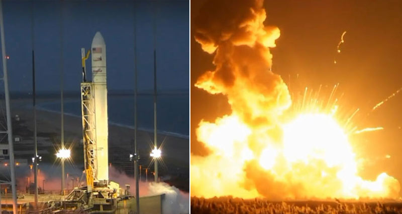 [视频]实拍美国飞船发射6秒后爆炸 火光冲天