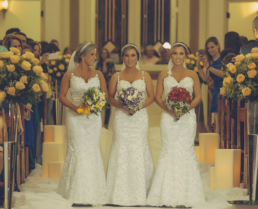 [视频]巴西3胞胎姐妹集体婚礼 新郎们担忧认错(图)
