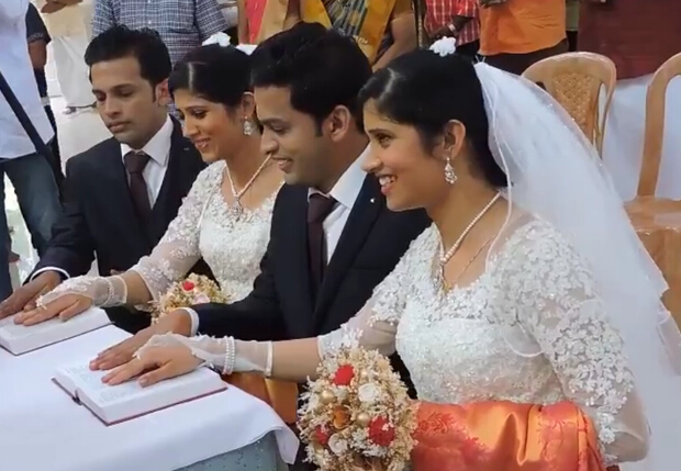 [视频]印度双胞胎姐妹嫁给双胞胎 花童牧师皆双胞胎