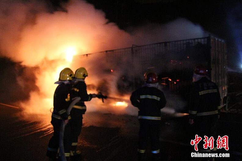 [视频]广西高速货车起火 300头活羊变“烤全羊”