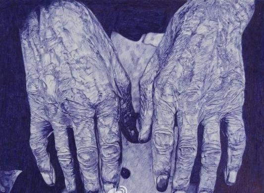 少年用圆珠笔作画 挥出超逼真画像