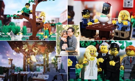 [视频]美国男子用乐高积木为爱妻拍婚礼视频