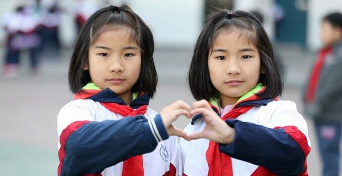 [视频]真人版连连看！湖北小学28对双胞胎同框